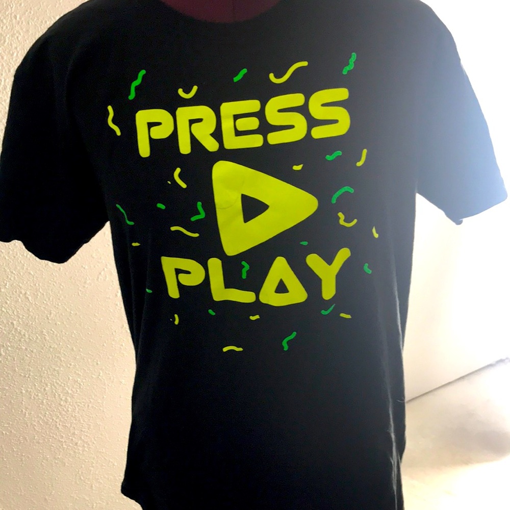Ladies “Press Play” Take Action T-shirt Size M